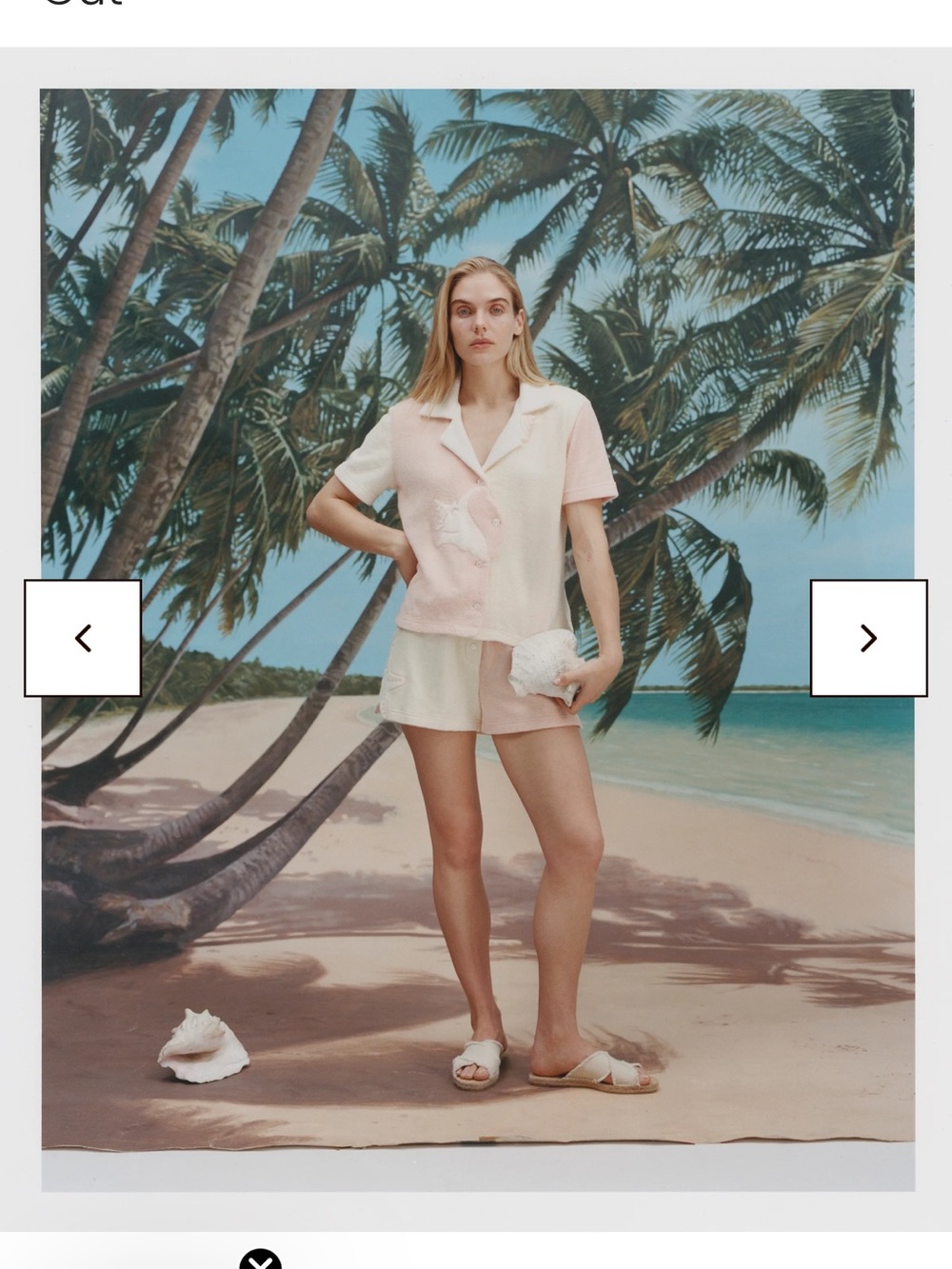 Relaxed Short-Sleeve Button-Down Shirt in Pastel Pink and Cream